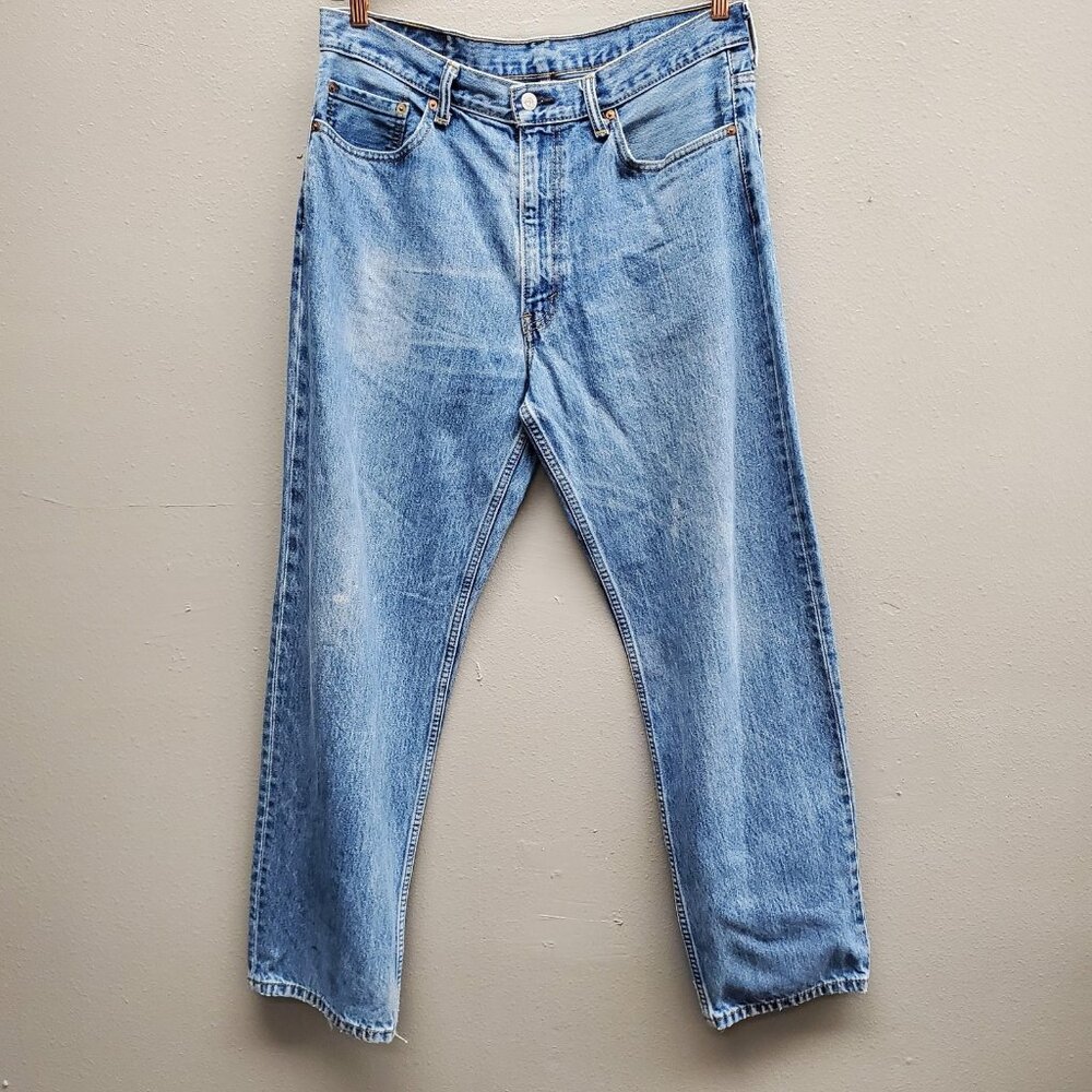 Levis 550 Jeans Mens 36x32 Blue Relaxed Fit Tapered Leg Denim Distressed Pants